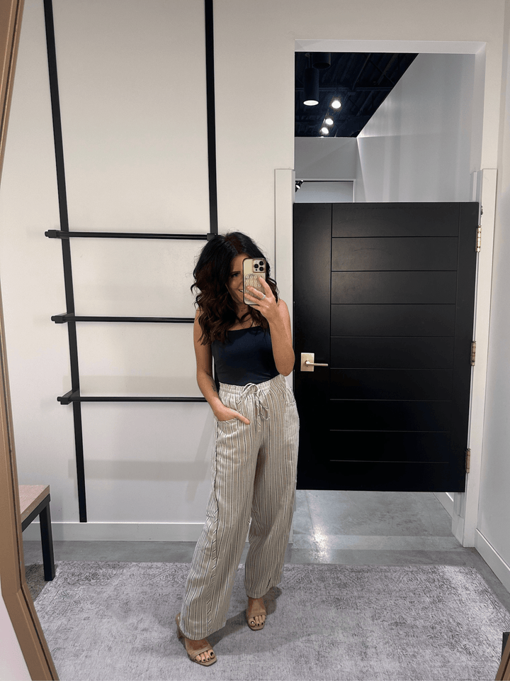 Washed Stripe Barrel Pant