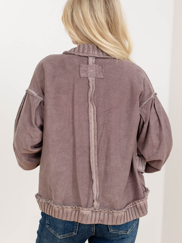 vintage washed button up cardigan jacket