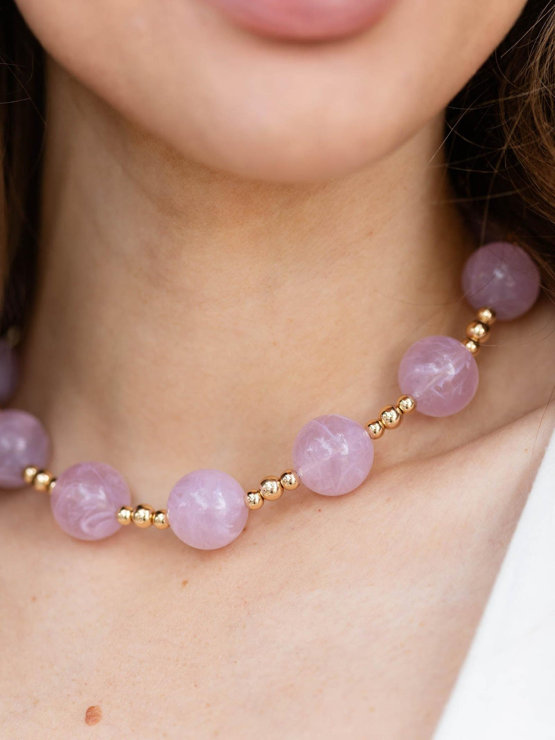 Water Resistant 20MM Large Pink Acrylic Beaded Necklace