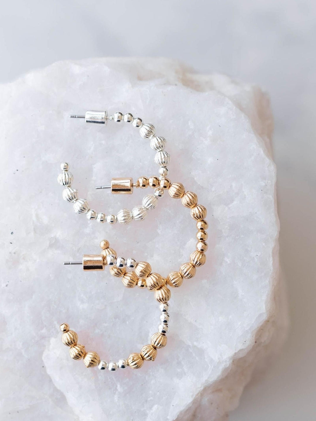 Water Resistant Graduated Bead 1" Hoop Earring