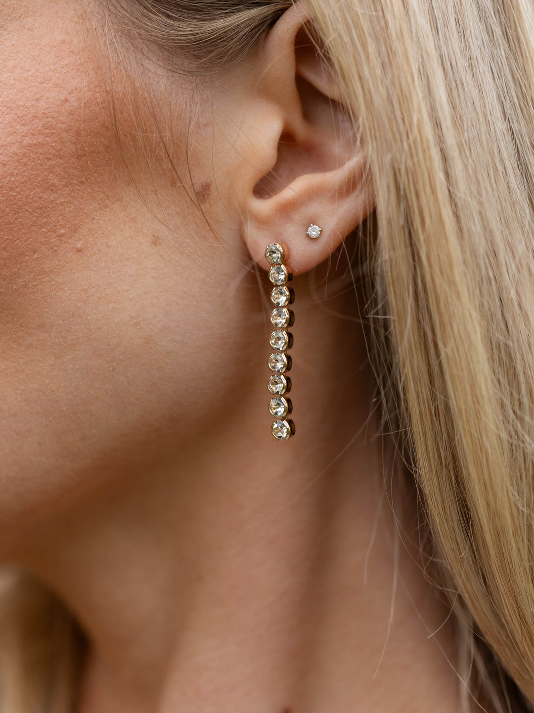 Water Resistant Linear Post Crystal Earring