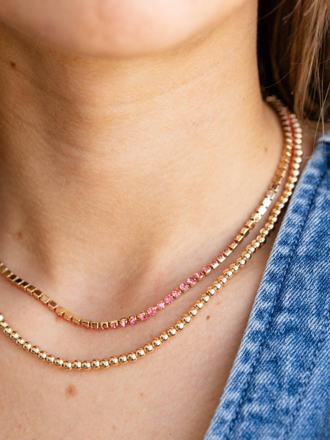 rhinestone layered necklace