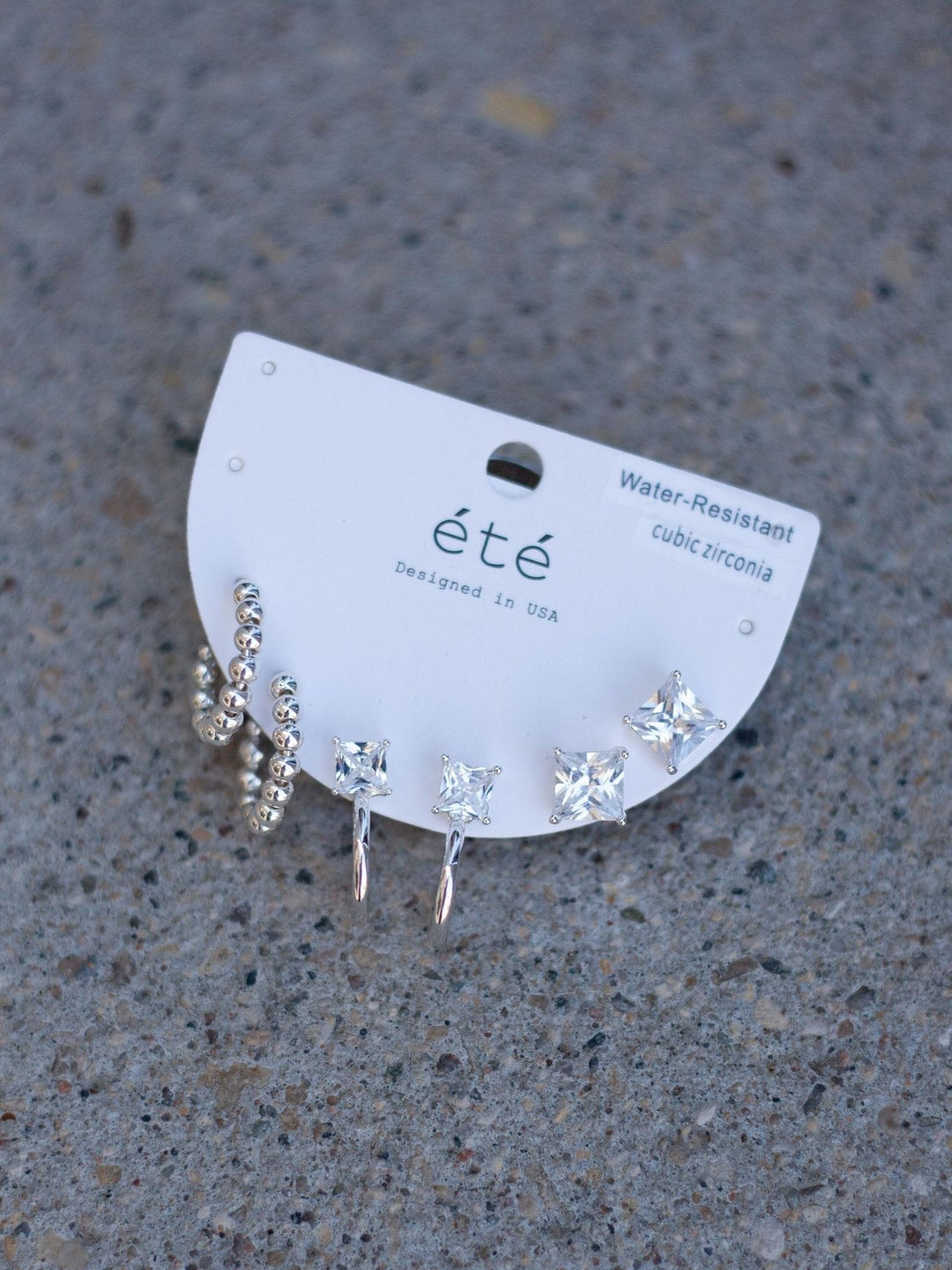 Water Resistant Set of 3 Huggie Beaded Hoop + Stud Earrings