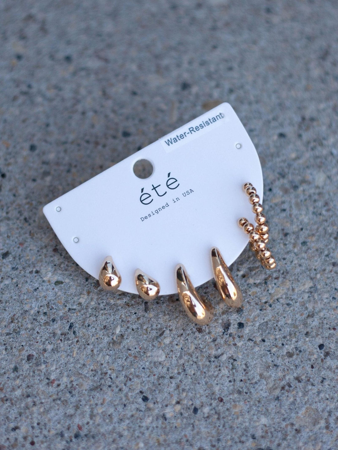 Water Resistant Teardrop and Huggie Set of Hoop Earrings