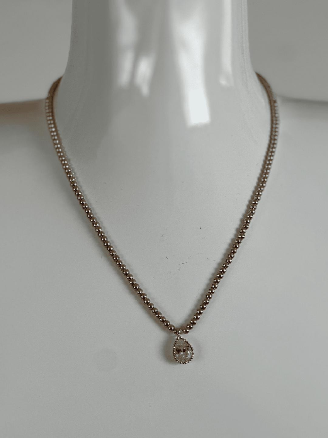 teardrop rhinestone gold necklace