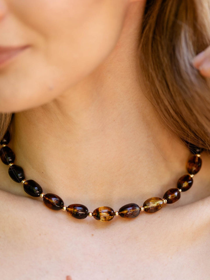 Water Resistant Tortious Oval Necklace