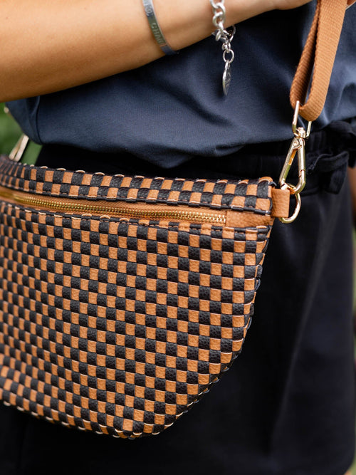 checkered brown purse