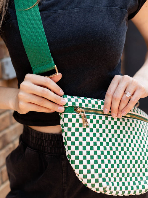 checkered green bag
