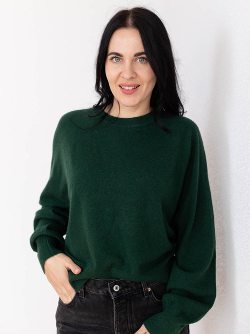 dark green cashmere basic sweater