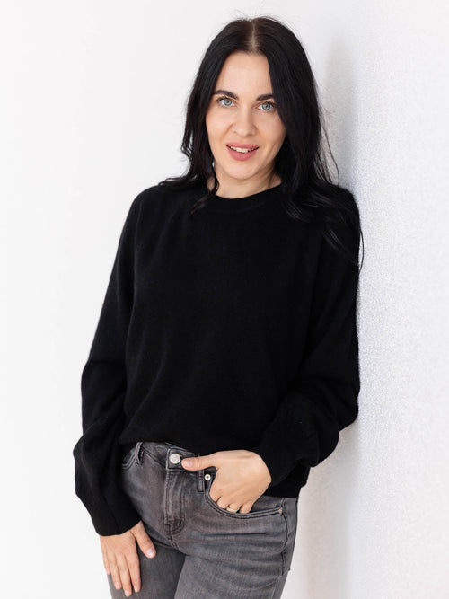 black cashmere raglan style sweater