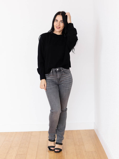 black cashmere raglan style sweater