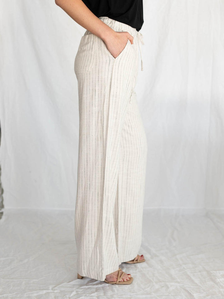 pinstripe linen pants