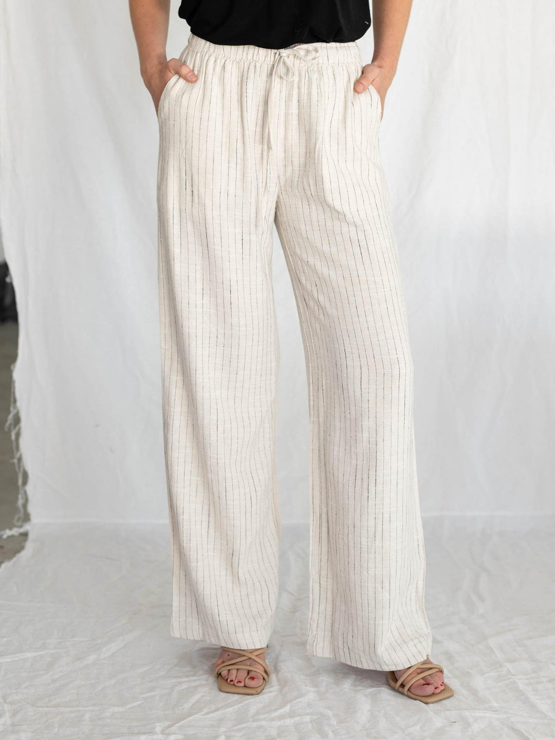 pinstripe linen pants