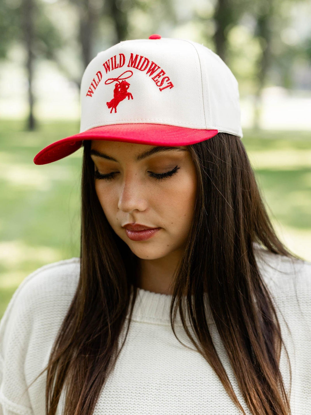 red and cream midwest hat