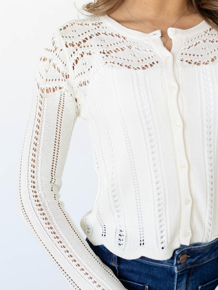cream knit cardigan top