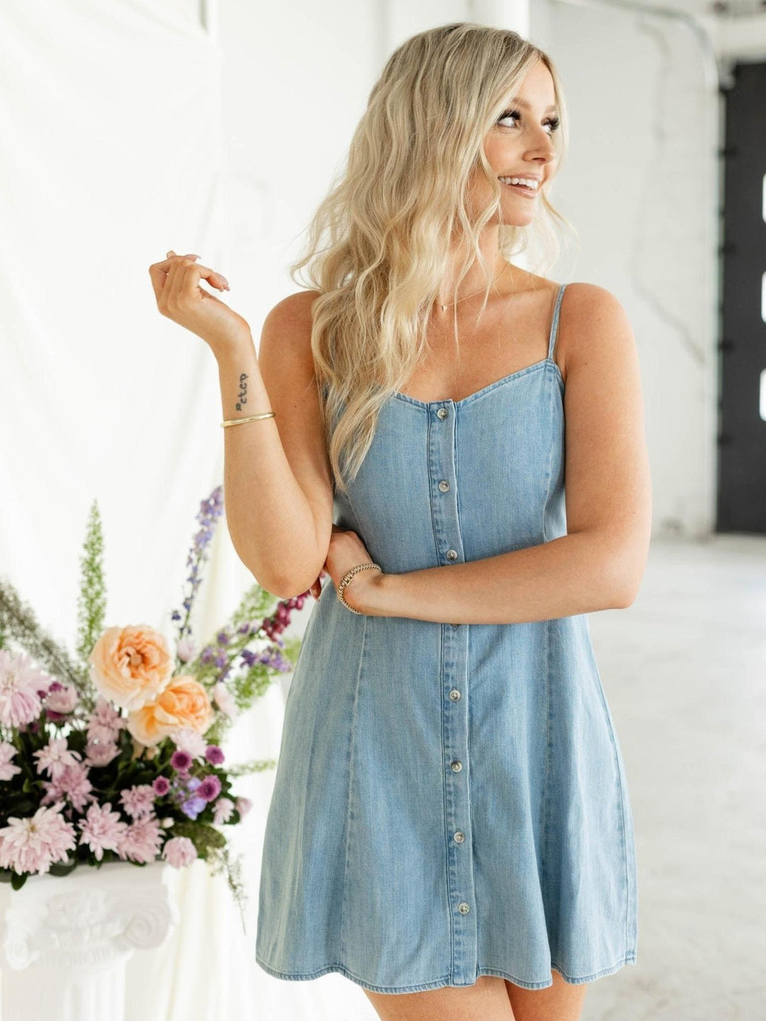 Z SUPPLY Women's Angel Eyes Denim Mini Dress, Shoreline
