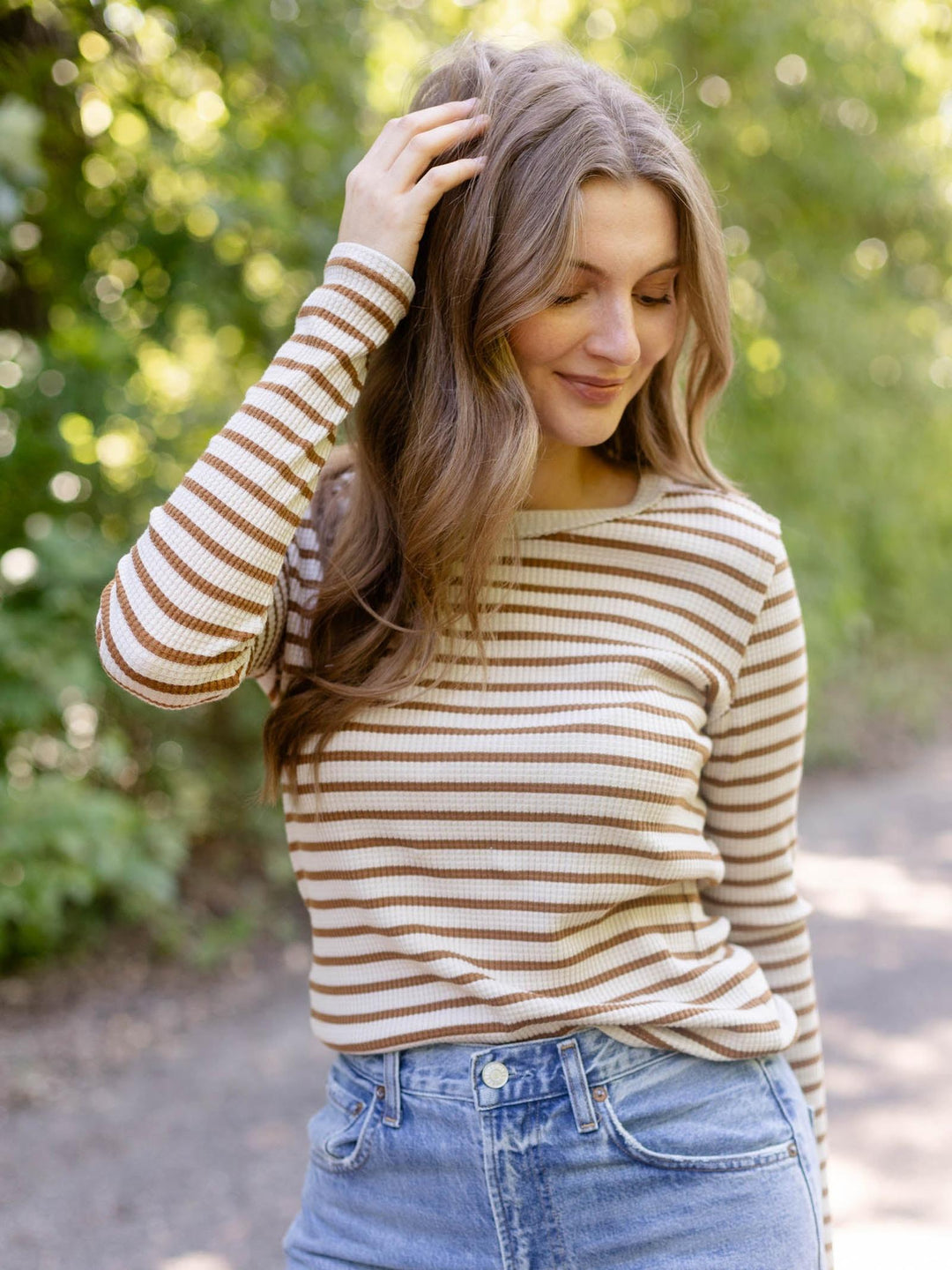 brown and white shirt