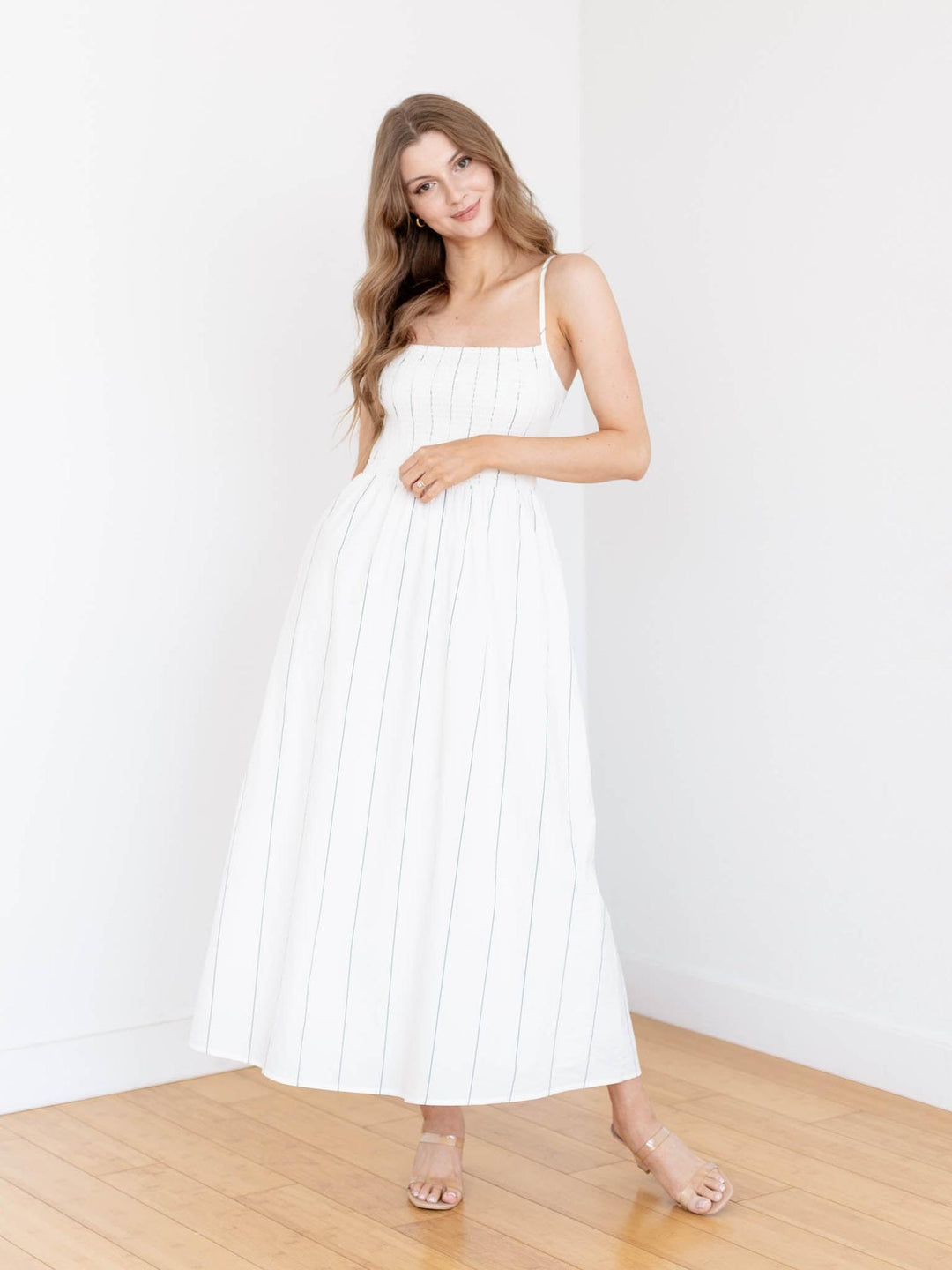 striped midi dress