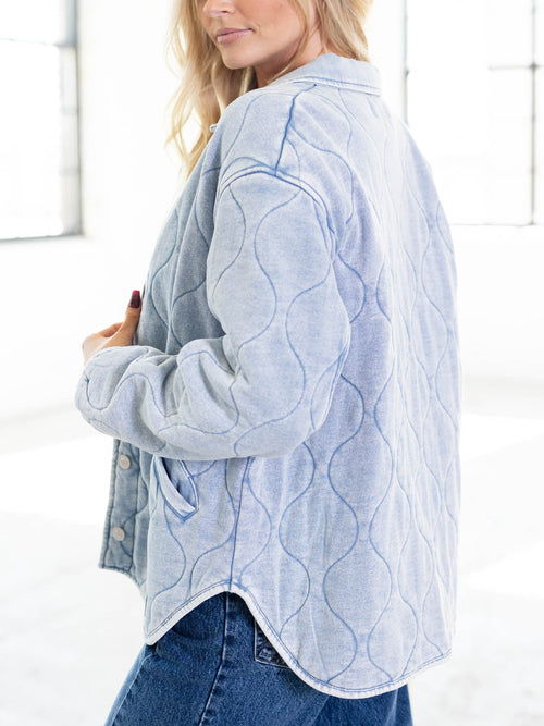 washed denim quilted jacket