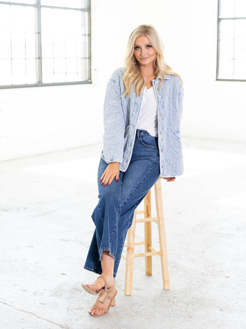 washed denim quilted jacket