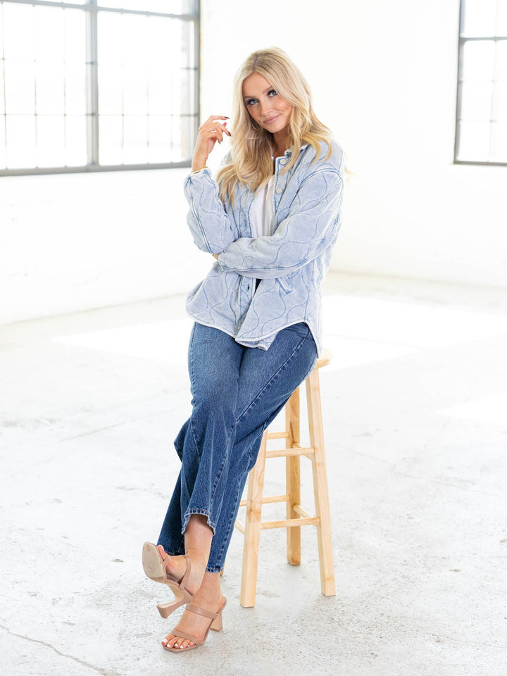 washed denim quilted jacket