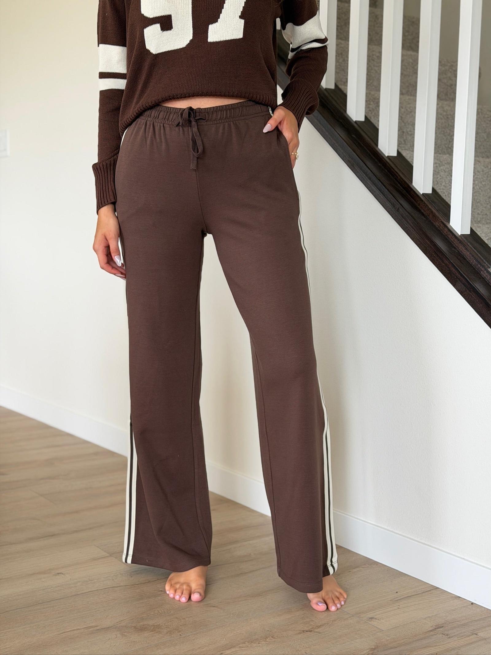 Z Supply Breakaway Track Pant | Women's Chocolate Striped Track