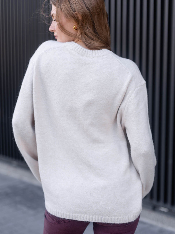 white sweater