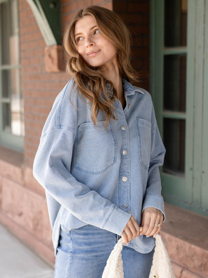 soft knit denim jacket