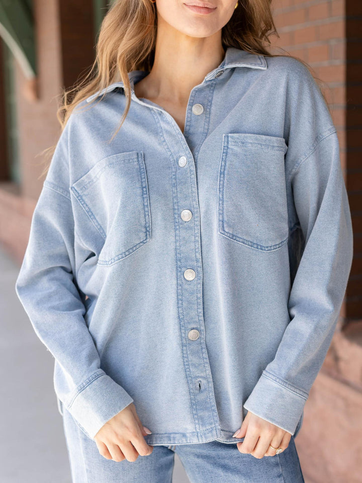 soft knit denim jacket