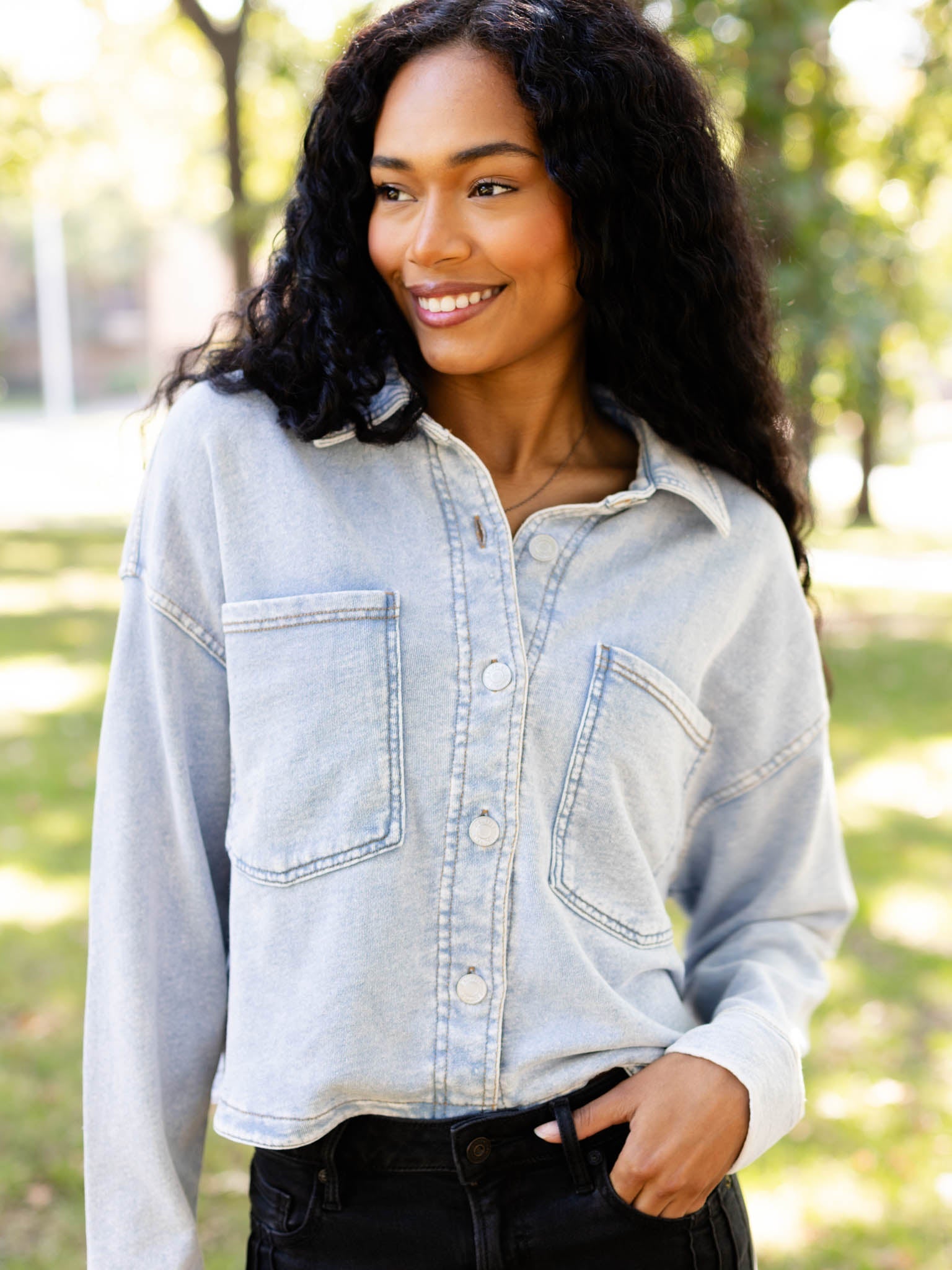 Z Supply Cropped All Day Knit Denim Jacket – Leela and Lavender