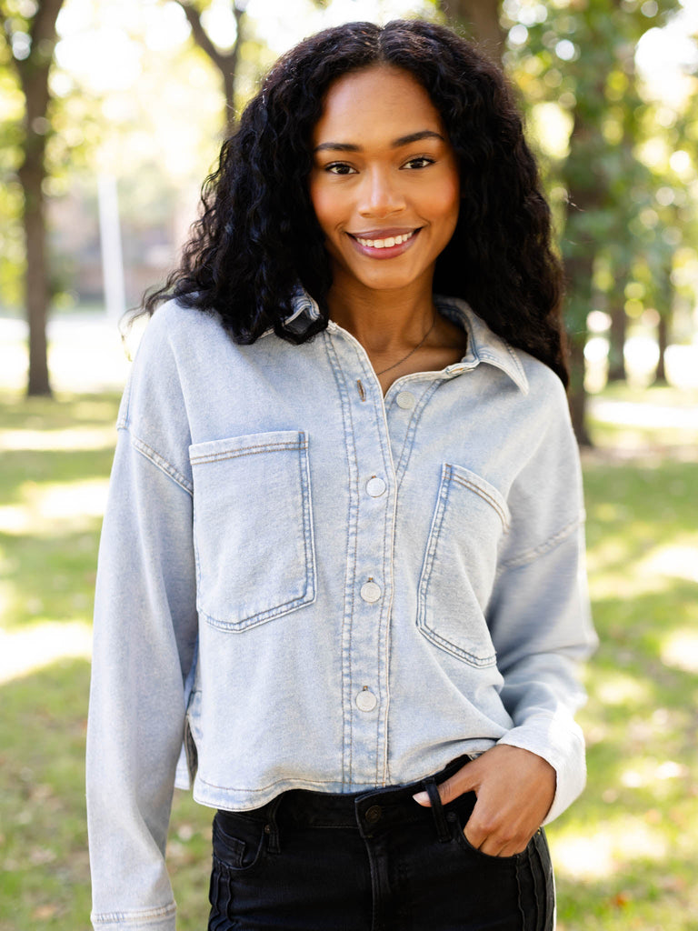 Z Supply Cropped All Day Knit Denim Jacket – Leela and Lavender