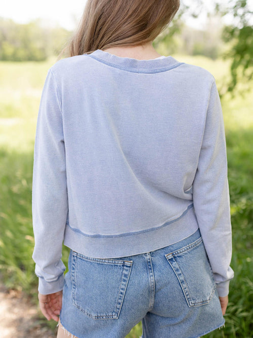 washed knit denim cardigan