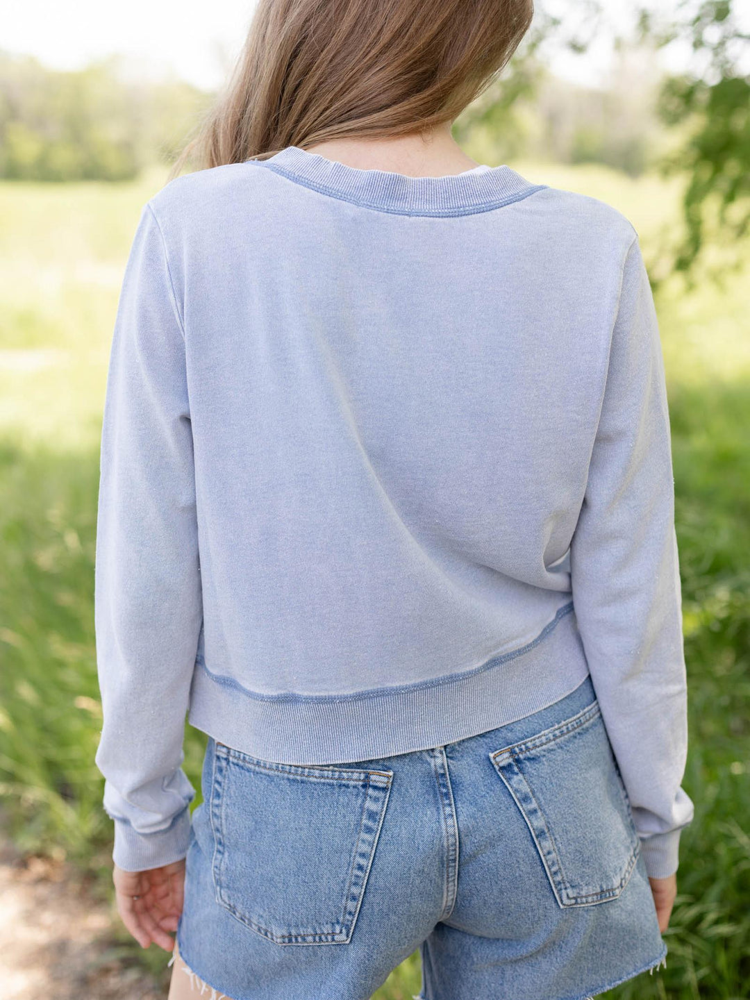 washed knit denim cardigan