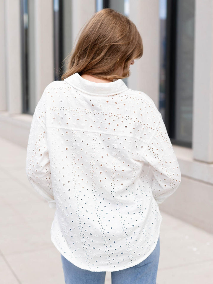 Z Supply Elise Knit Eyelet Button Up Top