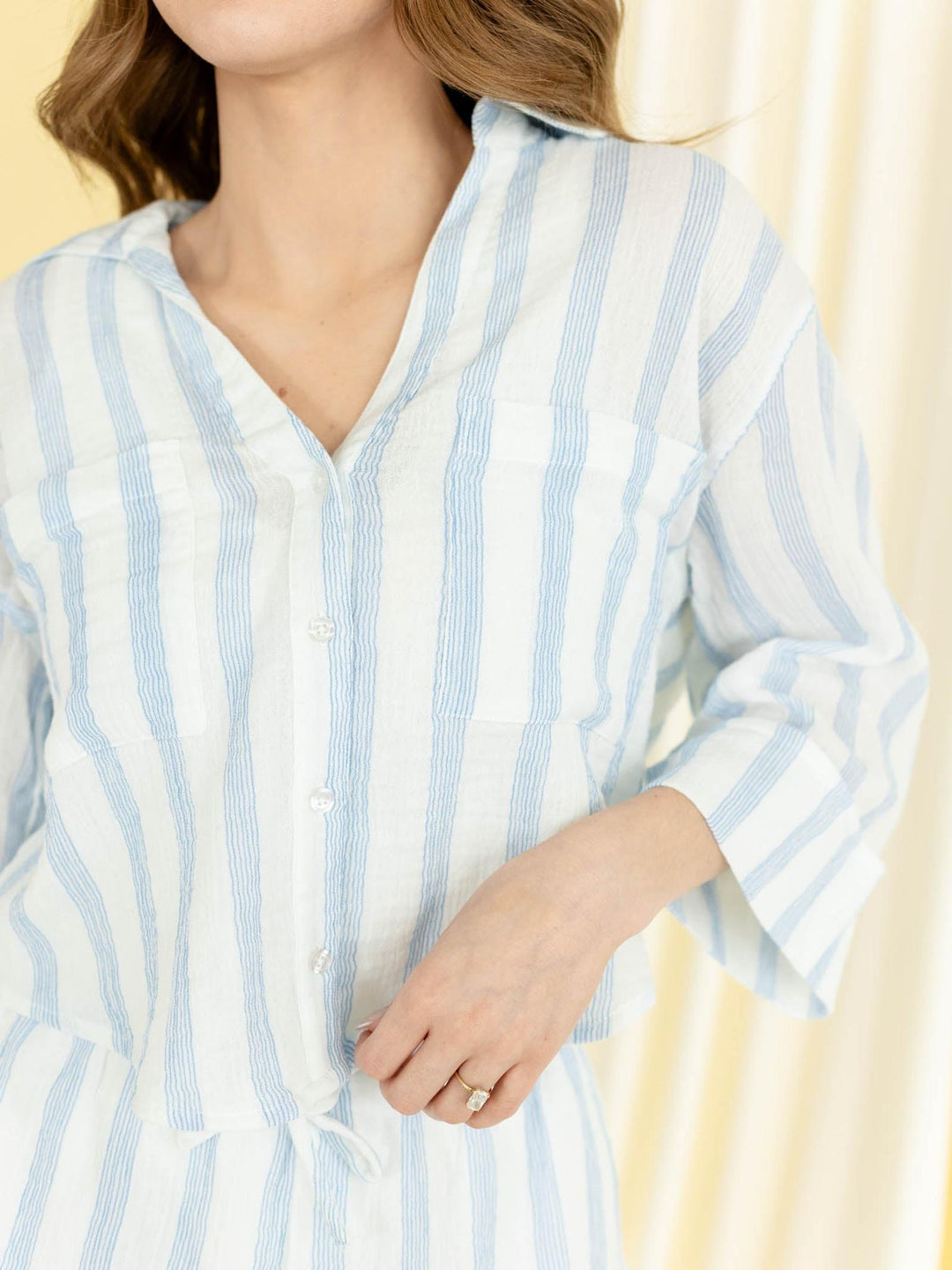 cropped cotton button down