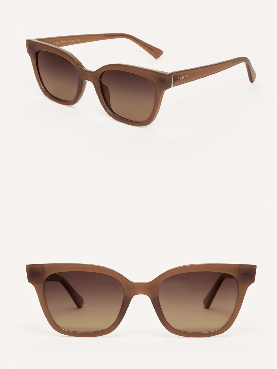 Brown sunglasses with gradient lenses on a white background
