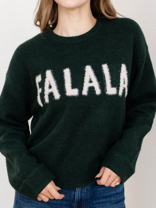 glitzy fa la la sweater