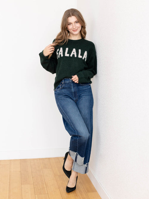 glitzy fa la la sweater