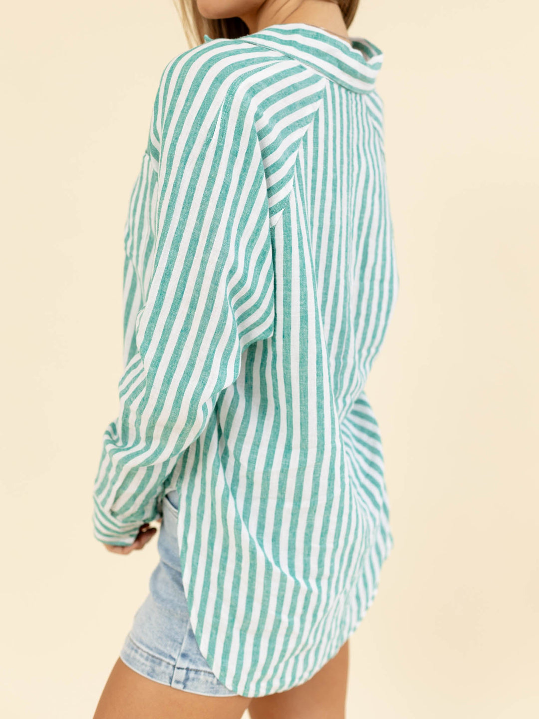 striped button down top