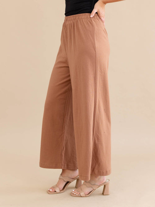 rust brown wide leg flared pant
