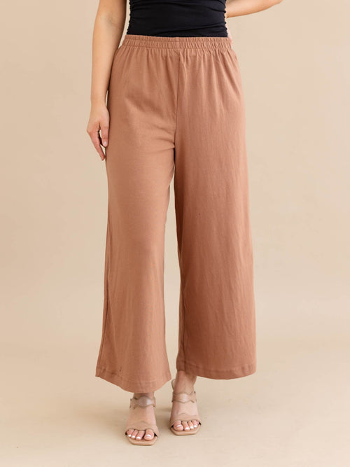 rust brown wide leg flared pant
