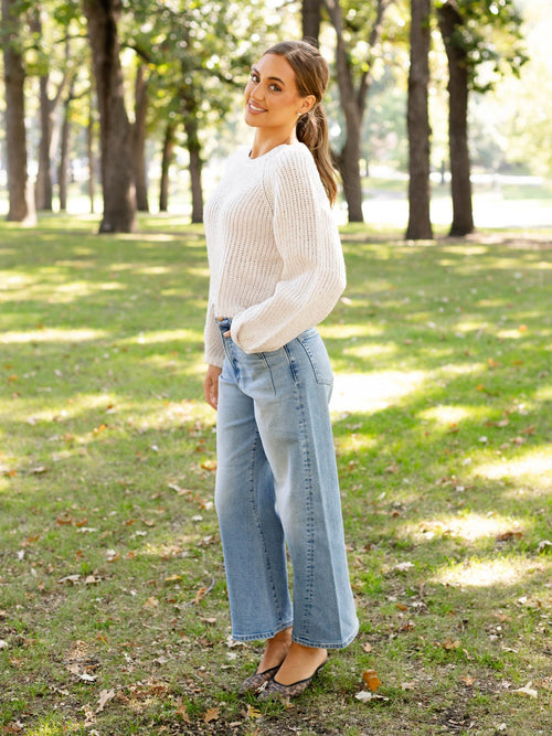 open knit raglan sweater