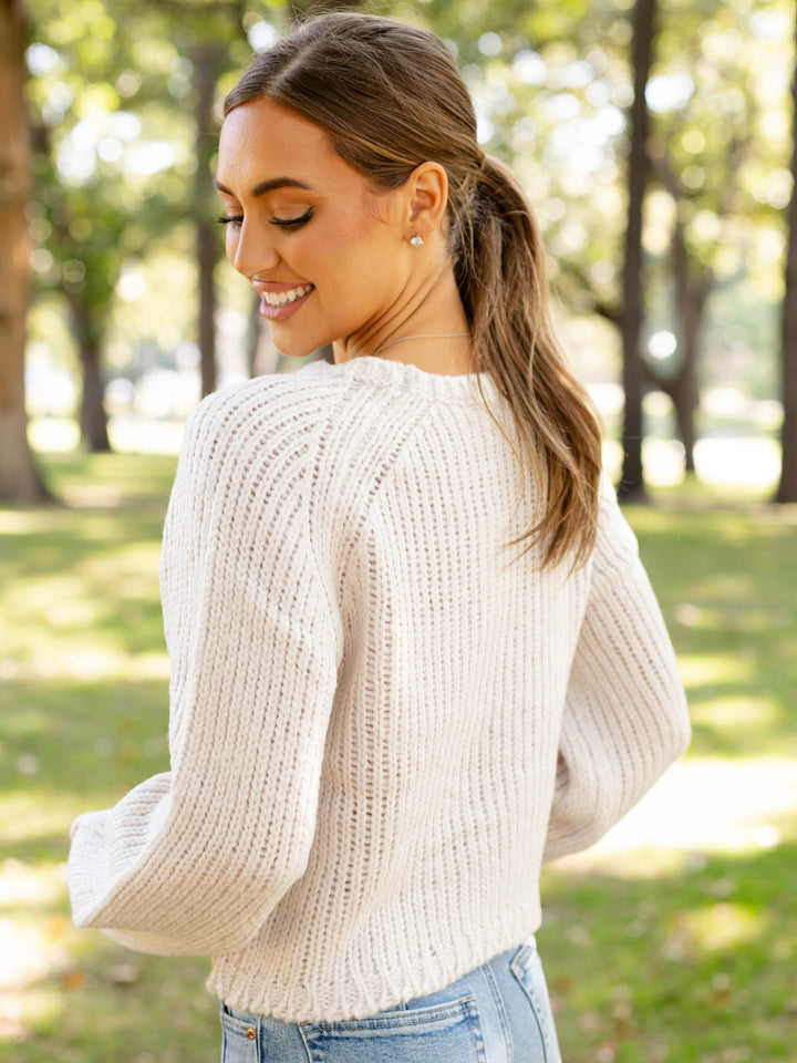 open knit raglan sweater