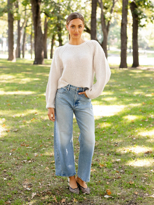 open knit raglan sweater