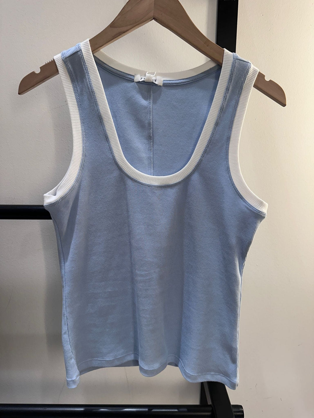 light blue tank top
