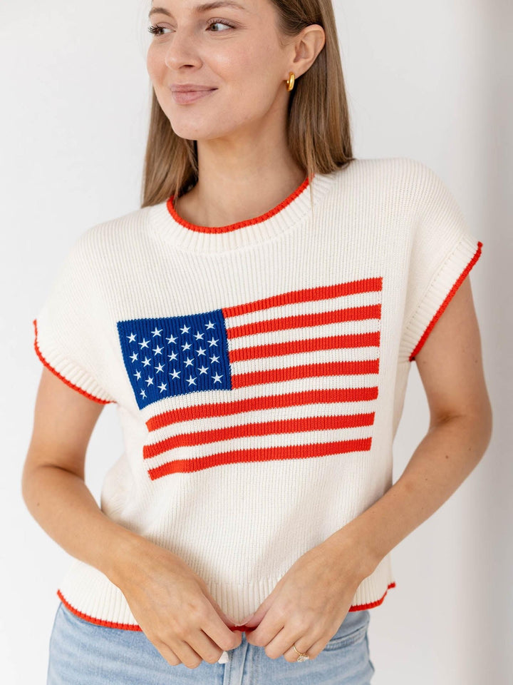 vintage american flag knit sweater