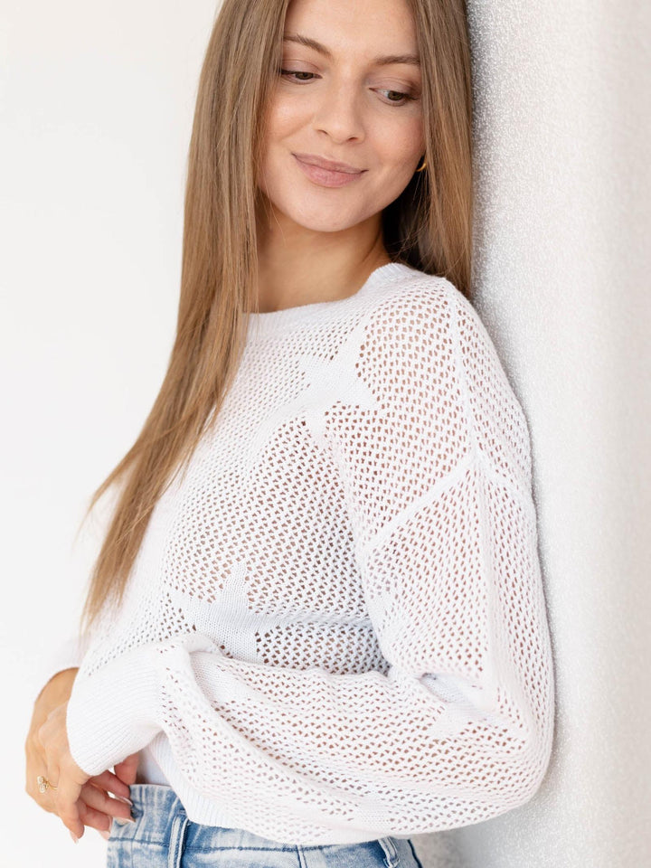 open knit star sweater