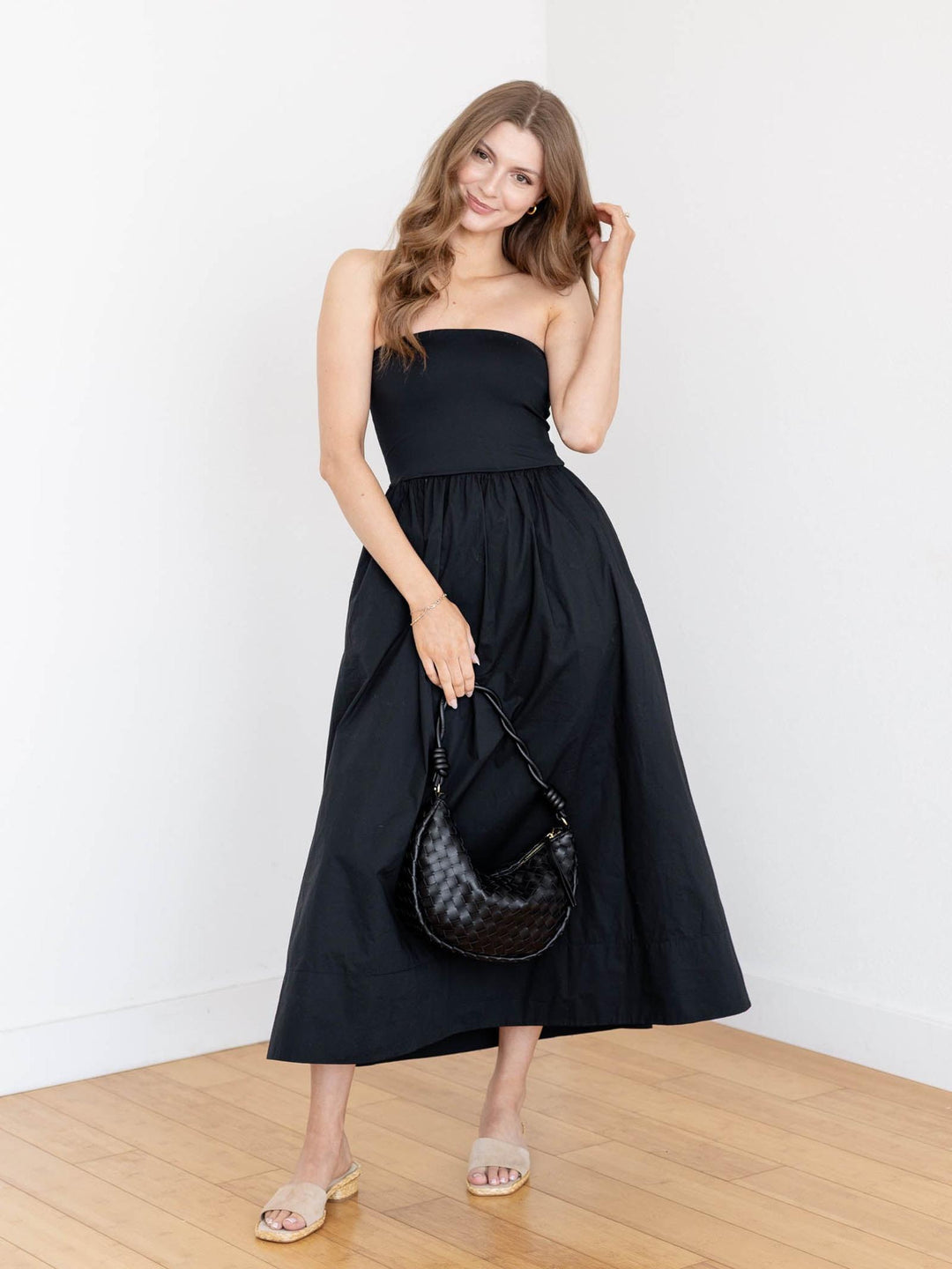 strapless midi dress