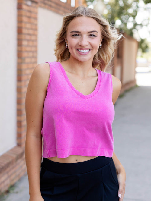 bold pink washed tank