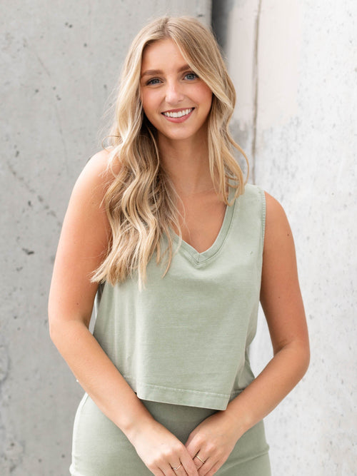 light green v neck tank